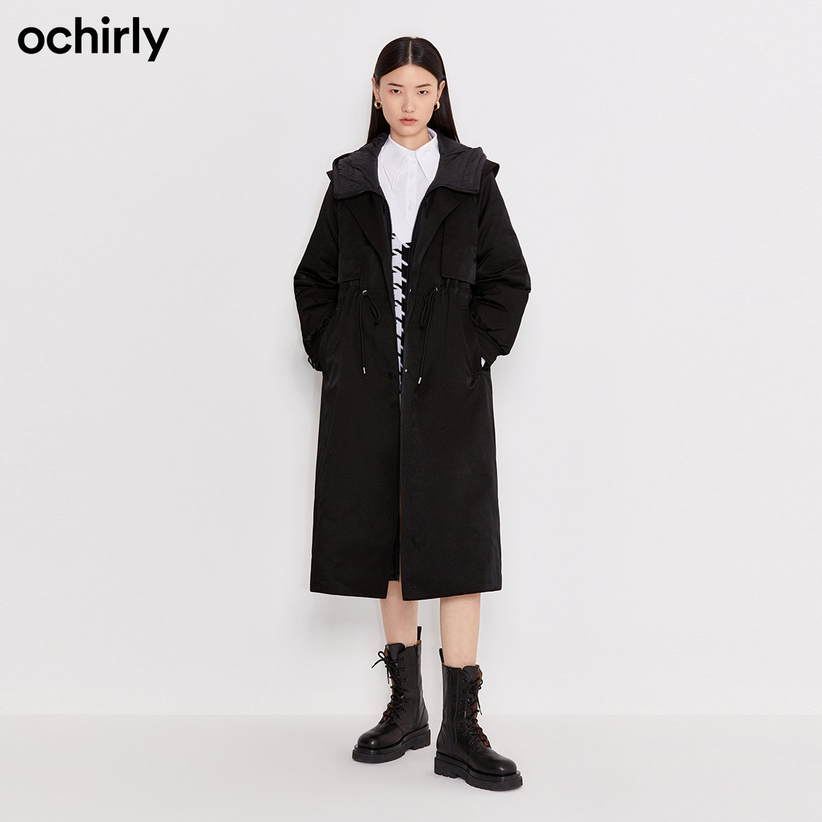 【3件8折】欧时力2021新款抽绳羽绒服 ochirly羽绒服