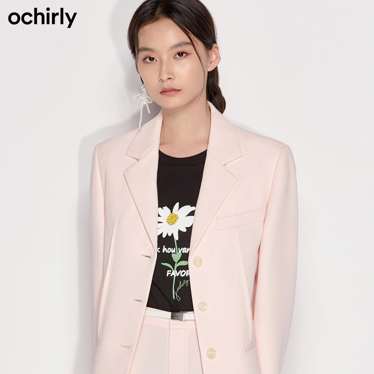 2件9折欧时力2022新款春装字母刺绣 ochirly西装