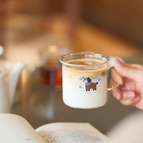 原创“天气小狗”耐高温玻璃杯牛奶咖啡杯泡茶杯子饮料果汁杯水杯 - 图2