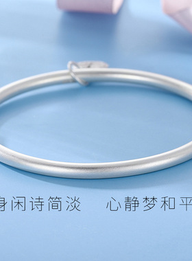 足银9999纯银手镯古法福牌银镯子新款简约实心小众手环礼物送女友