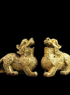纯铜貔貅摆件公母一对