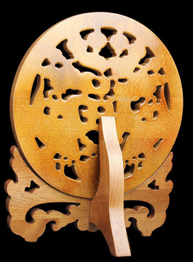 肥城桃木福字摆件麒麟富贵有鱼龙凤呈祥木雕家居玄关装饰工艺品