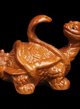 桃木四神兽摆件桌面立体木雕