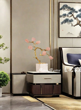 北欧轻奢粉水晶发财树摆件