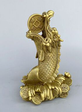 黄铜龙头鱼摆件家居客厅玄关装饰