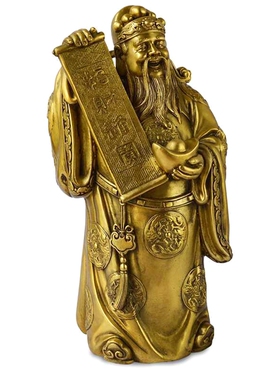 纯黄铜财神爷佛像客厅家用摆件文财神站像装饰品乔迁开业礼品中式