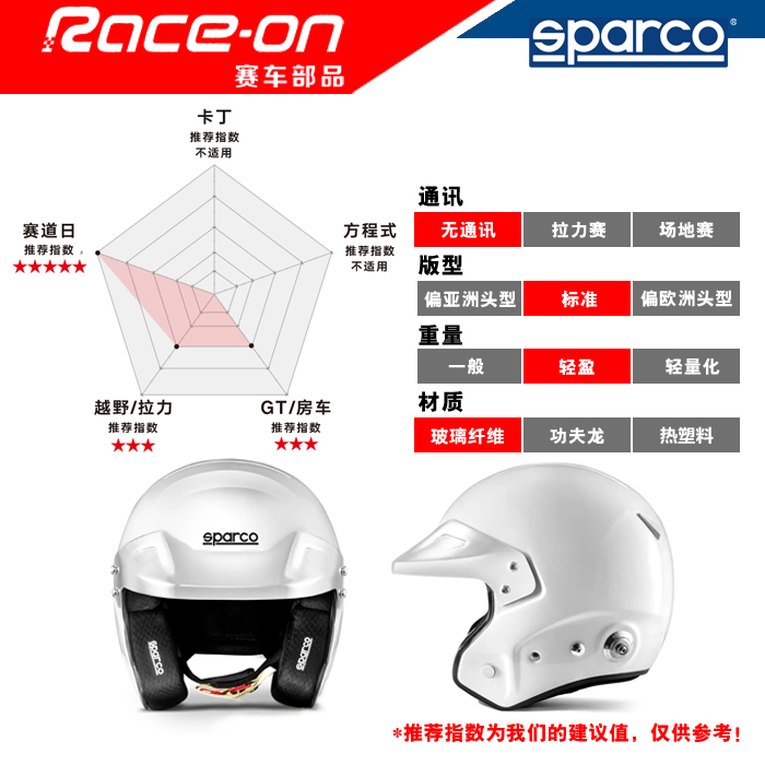 SPARCO  RJ  半罩式玻璃纤维赛车头盔  FIA8859-2015认证 - 图1