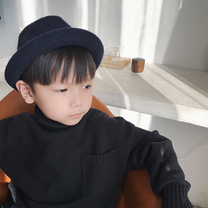 儿童帽子秋冬新款男童礼帽针织毛呢爵士帽时尚洋气中小童韩版帽子,淘宝优惠券,粉丝福利购,淘宝优惠卷