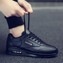 37 38 small code chef shoes mens anti-slip waterproof kitchen shoes pure black sport leather shoes all black to work shoes 6