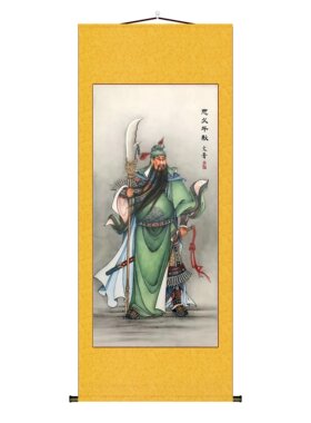 财神爷关圣帝君保平安发财国画