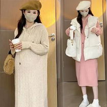 Pregnancy Woman Dress Autumn Winter Easy to slim fit Lionclot dress 2023 New trendy cut-age knit underwear dress