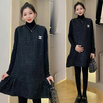 Pregnant woman Advanced sense Two sets of autumn and winter outwear outside wearing fashion small balsamic sweaty vest with clothing and skirt suit loose and thin