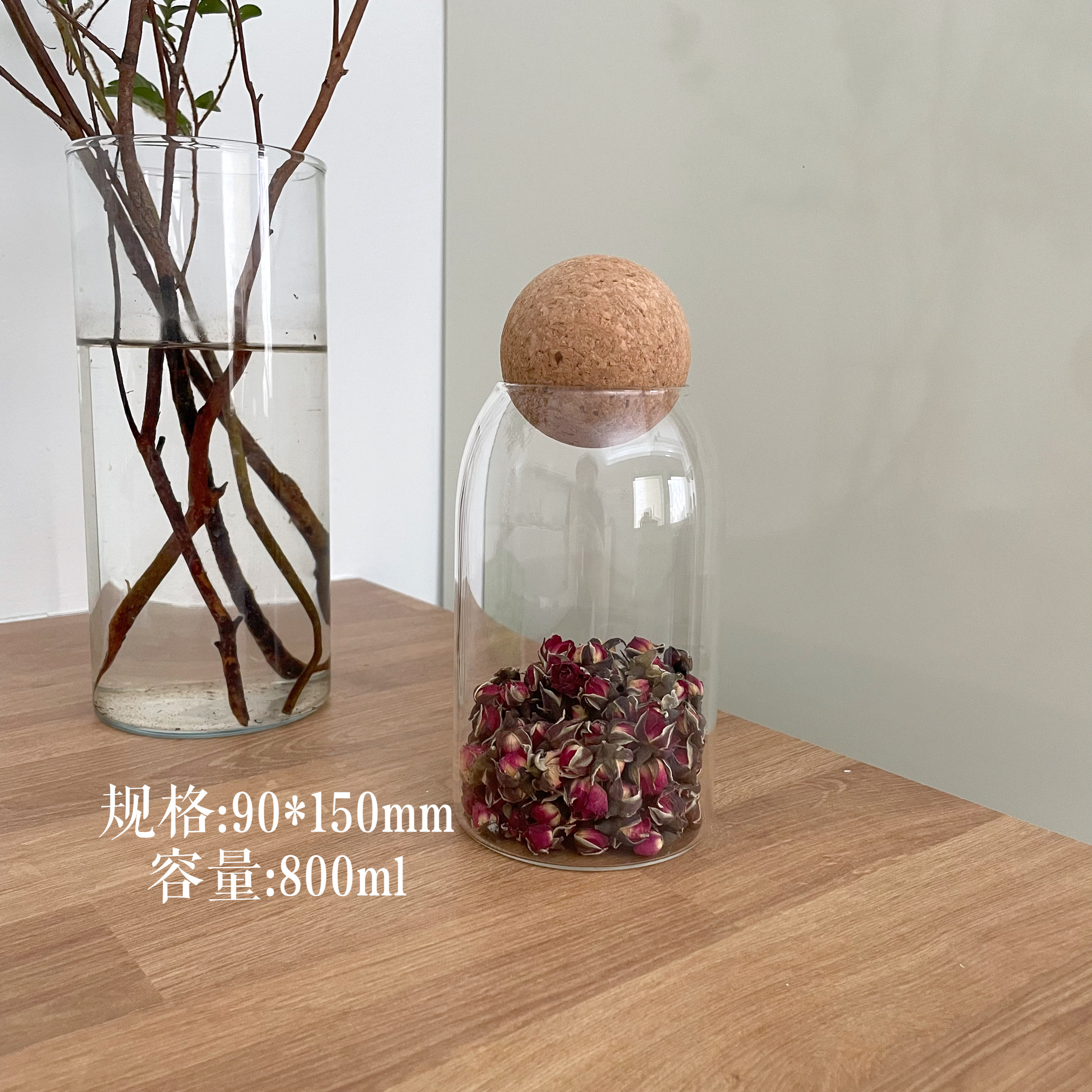 密封罐子软木塞高硼硅透明玻璃瓶子家用干果杂粮咖啡豆保鲜储物罐,淘宝优惠券,粉丝福利购,淘宝优惠卷