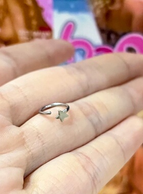 欧美2000s辣妹小众个性钛钢防过敏五角星侧鼻翼C型鼻环穿刺饰品