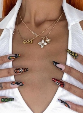 Angel Number chains欧美ins外贸幸运数字组合不锈钢项链女