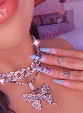 欧美嘻哈风古巴蝴蝶项链