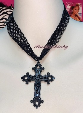 十字架项链蕾丝绑带亚文化女