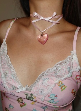 甜酷辣妹项链绸缎y2k女