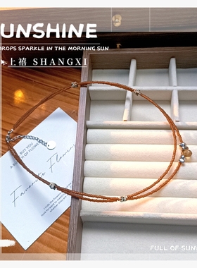 「焦糖碎金」小众设计ins风温柔气质锁骨链女 秋日氛围感颈饰