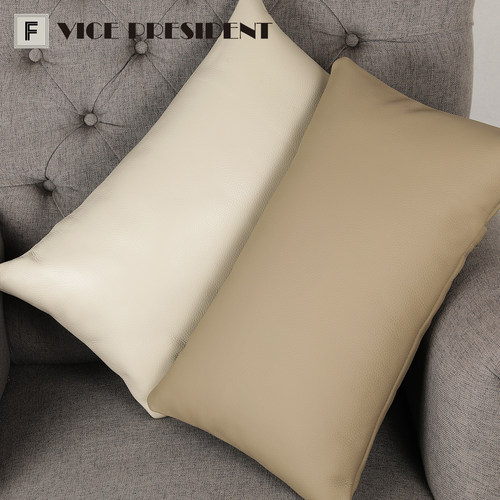 美式复中古奶油风大地色真头层牛皮方形抱枕套客厅沙发靠垫汽腰枕 - 图3