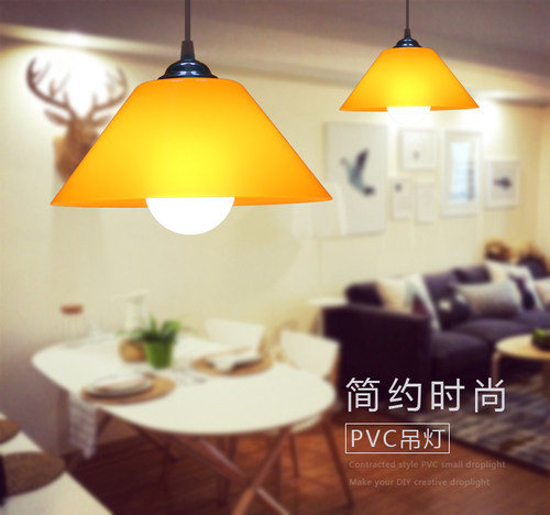 单头彩色亚克力PVC吊灯熟食餐厅圆形半透明吊灯罩 - 图1