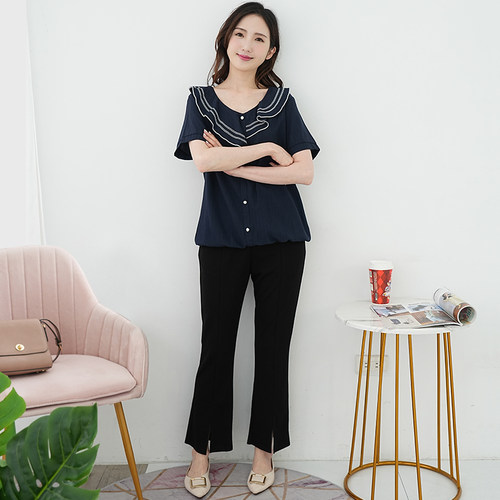 艾依琪格加大码女装2025新款胖mm凉感遮肚子微喇裤2025胖妹妹长裤 - 图1
