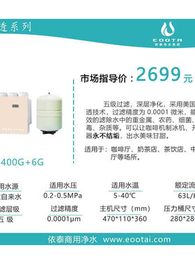 EOOTA-400G 奶茶店咖啡厅 制冰机开水器专用净水器！设备永不结垢