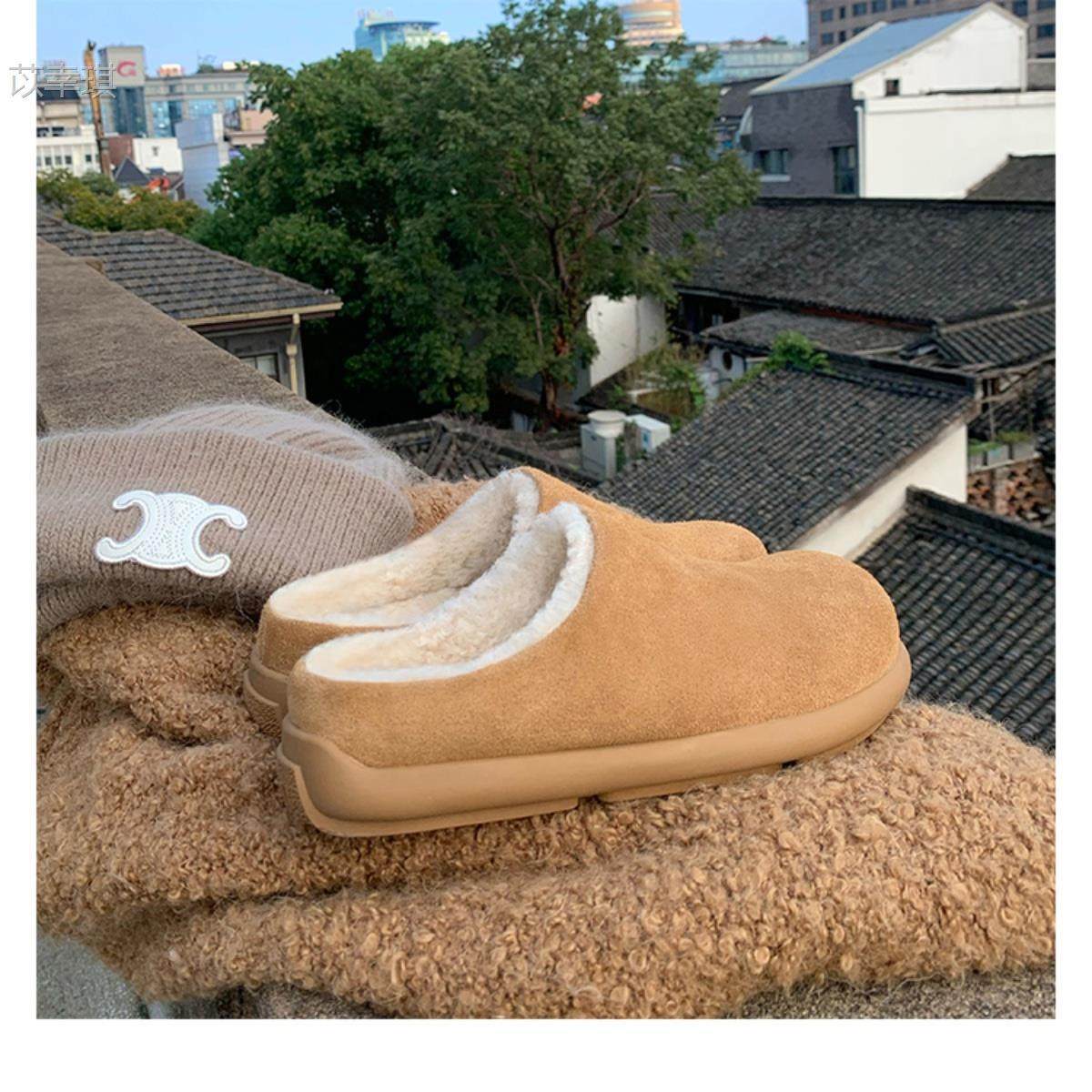牛皮版~羊毛小土豆包头内增高勃肯毛毛拖鞋女乐福鞋加绒保暖棉鞋,淘宝优惠券,粉丝福利购,淘宝优惠卷