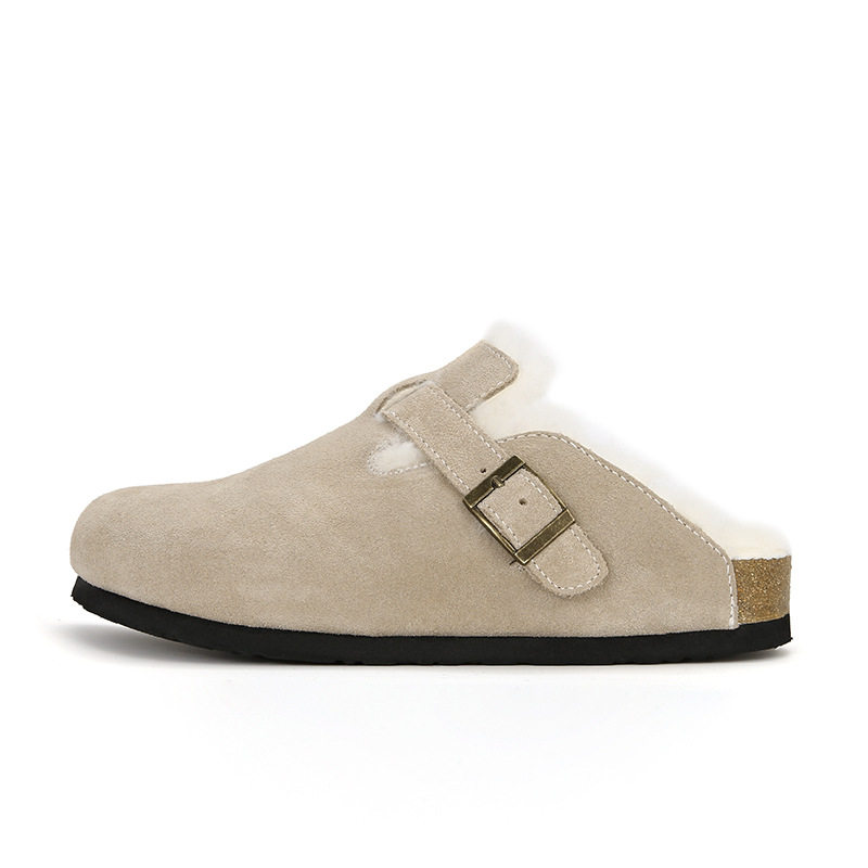 现货秒发~葡萄妈真皮版本~复古真皮内增高毛毛勃肯单鞋女包头半拖,淘宝优惠券,粉丝福利购,淘宝优惠卷