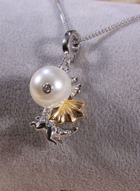 S925纯银时尚小飞龙开口珍珠吊坠