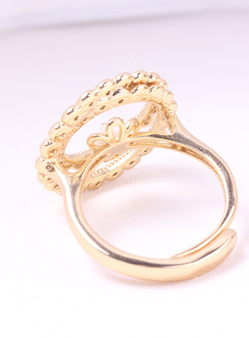 铜镀18K金双层花环珍珠戒指