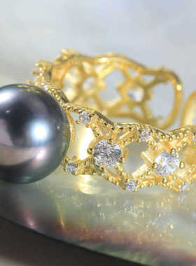 富贵镶钻戒指空托S925纯银女神风