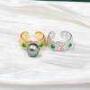 DIY Pearl Accessories New S925 Sterling Silver Light Luxury Green Zirconium Boho Style Ring Empty Holder 8-12mm