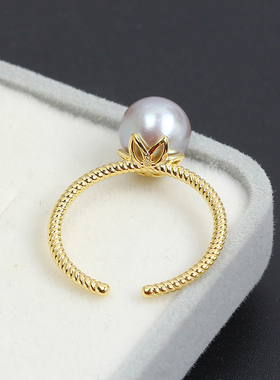 小巧六角花珍珠戒指开口空托