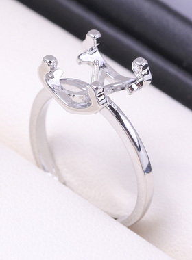 铜镀18K金牛头款珍珠戒指DIY空托