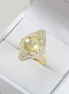 新款菱形戒指空托S925纯银精致