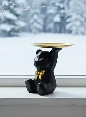 创意小熊玄关桌面收纳装饰摆件