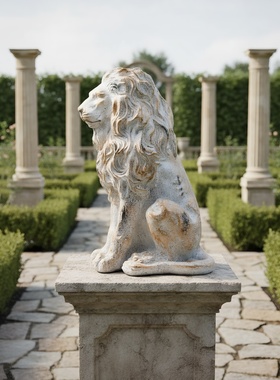 欧式狮子石雕摆件庭院门厅装饰摆