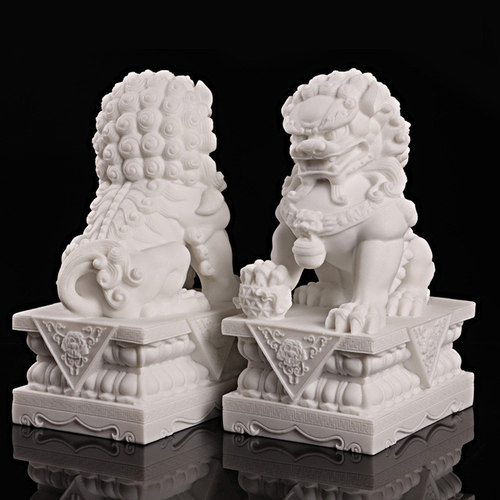 汉白玉石狮子石雕摆件一对家用大门口看门镇宅庭院迷你小号狮子 - 图3