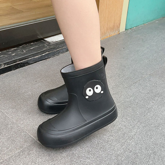 雨鞋女款冬季时尚外穿可爱短筒加绒雨靴洗车软底胶鞋防滑防水鞋女