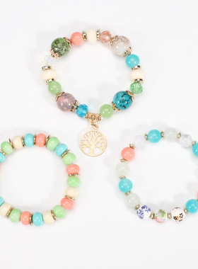 其他女玻璃珠多层民族时尚