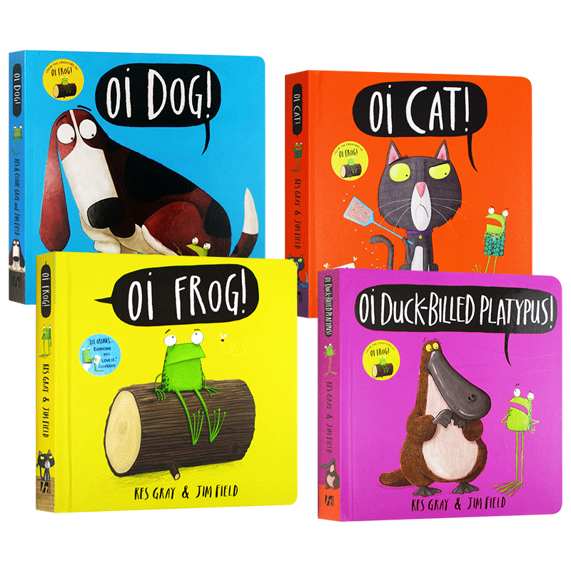 噢 青蛙 狗 猫 鸭嘴兽 趣味故事绘本4册套装 Oi Frog Dog Cat 英文原版韵律启蒙纸板书 亲子共读睡前英语阅读进口书籍