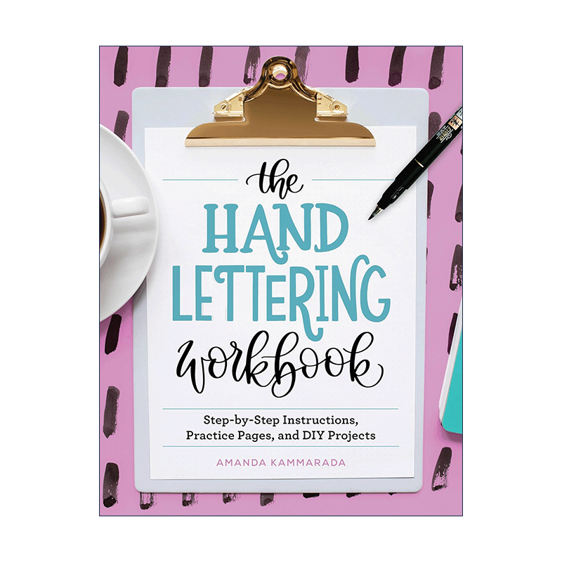 英文原版 The Hand Lettering Workbook 手写字练习册 书法练字分步指南 可DIY 艺术字 Amanda Kammarada 英文版 进口英语原版书籍