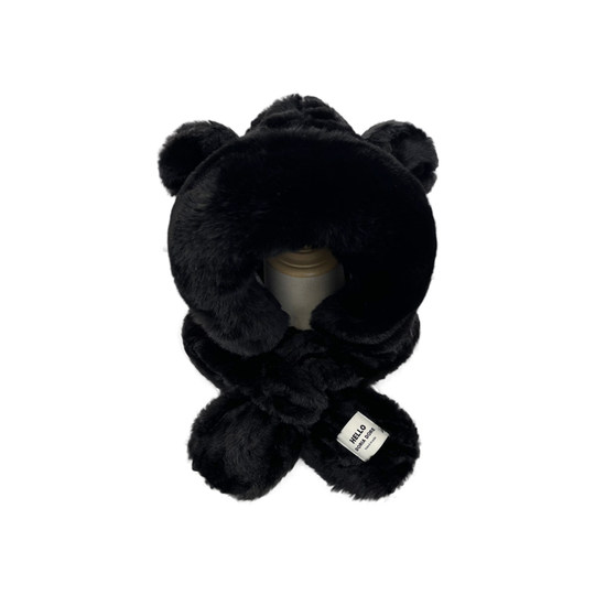 Bear ears hat and scarf two-piece set