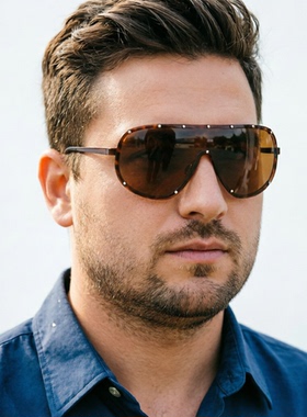 超大框男士偏光太阳镜一体连体墨镜遮脸黑色茶色偏光镜加宽加大