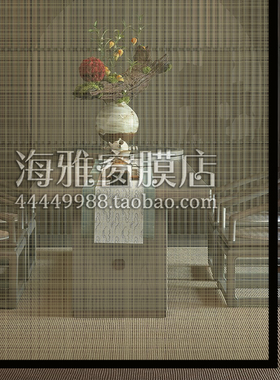 客厅浴室隔断装饰玻璃贴膜金格纹