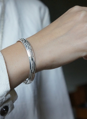 民族风实心复古原创银手镯