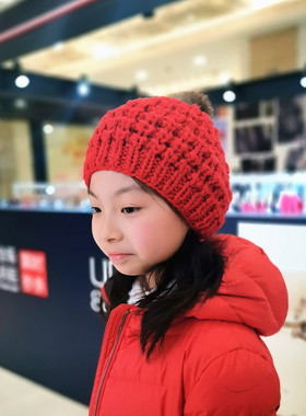 护耳少年保暖亲子圆顶编织毛线帽