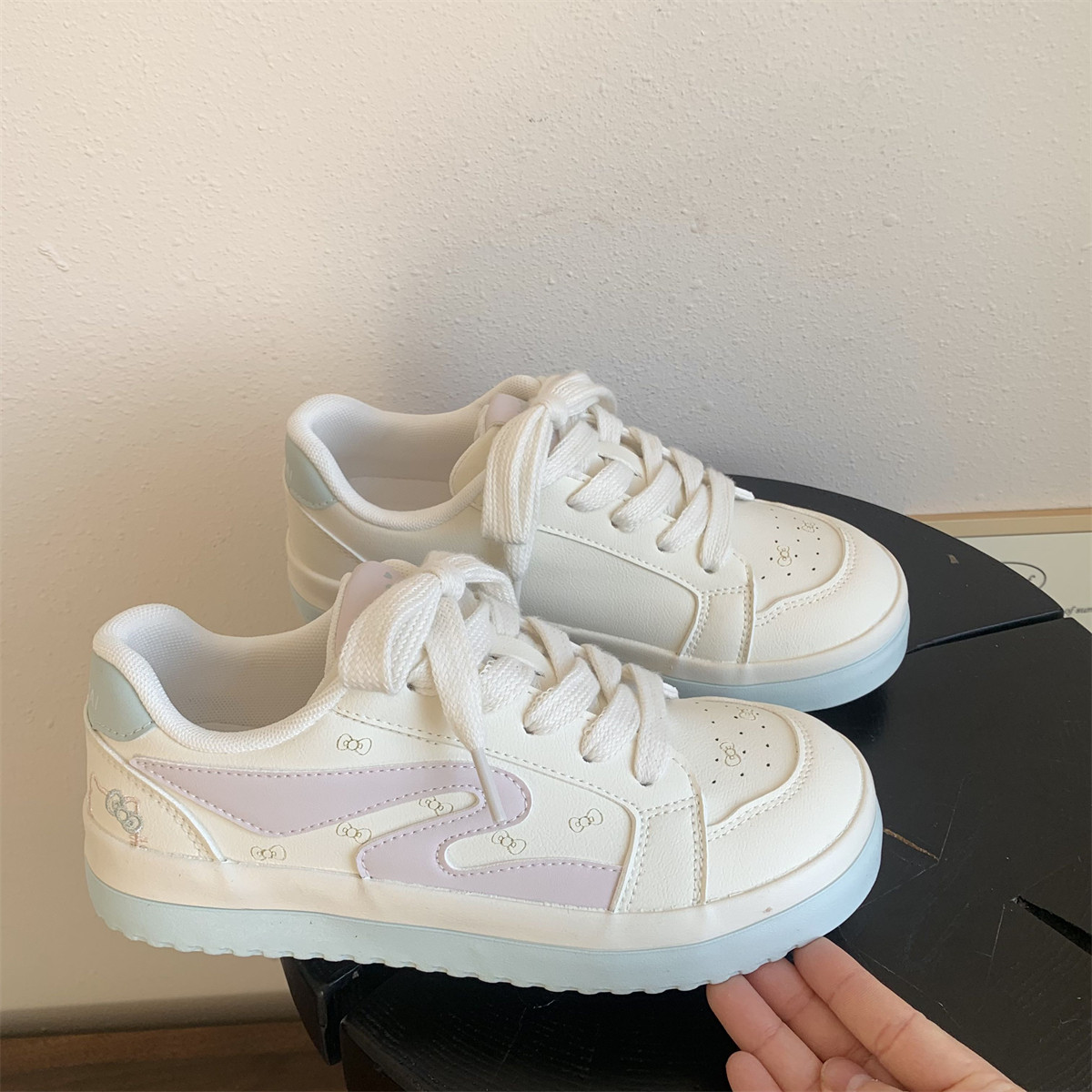 可爱KT猫厚底小白鞋女2026春季新款小众蝴蝶结印花运动休闲板鞋,淘宝优惠券,粉丝福利购,淘宝优惠卷