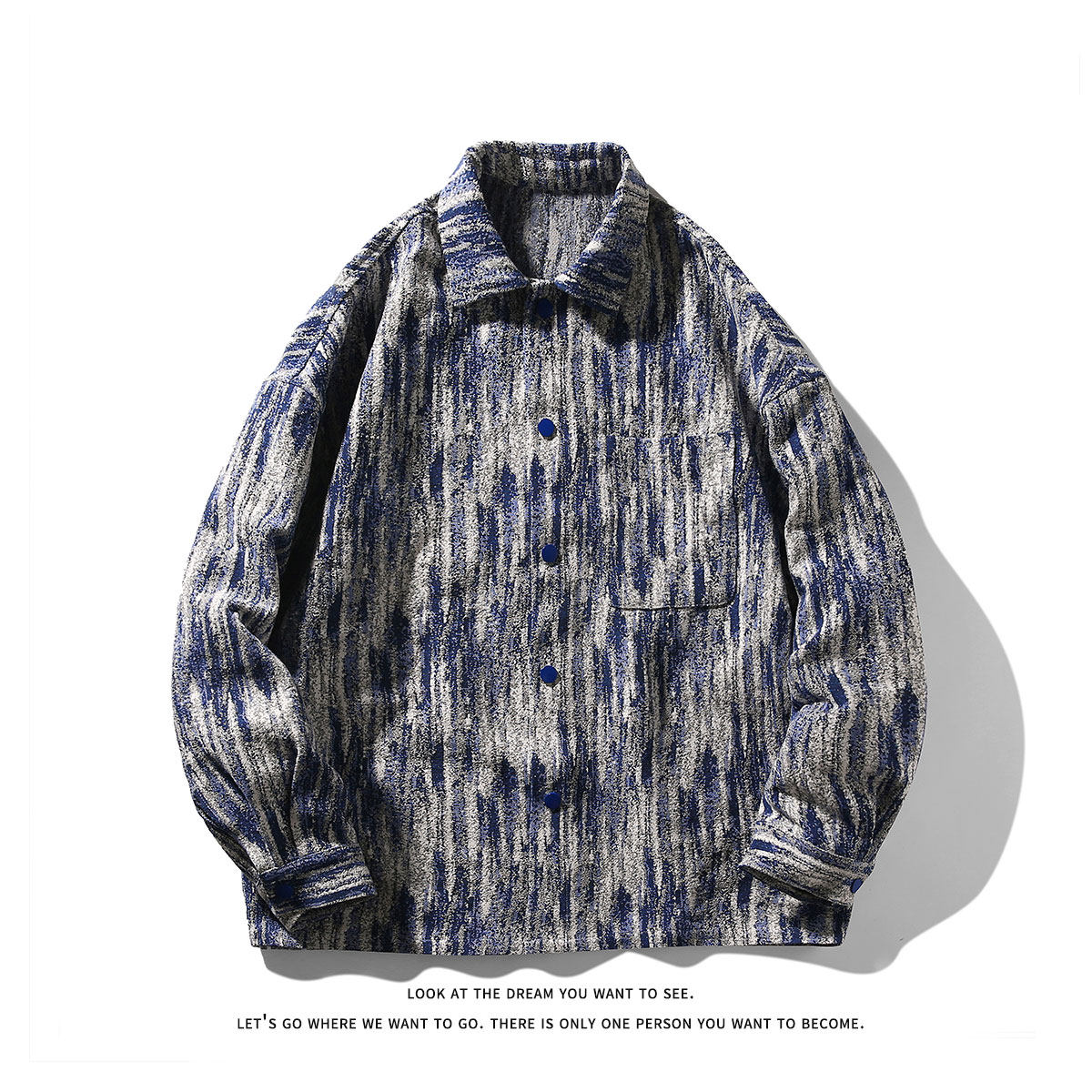 痞帅休闲风提花呢料衬衫男女情侣港风复古翻领设计感潮流衬衣,淘宝优惠券,粉丝福利购,淘宝优惠卷